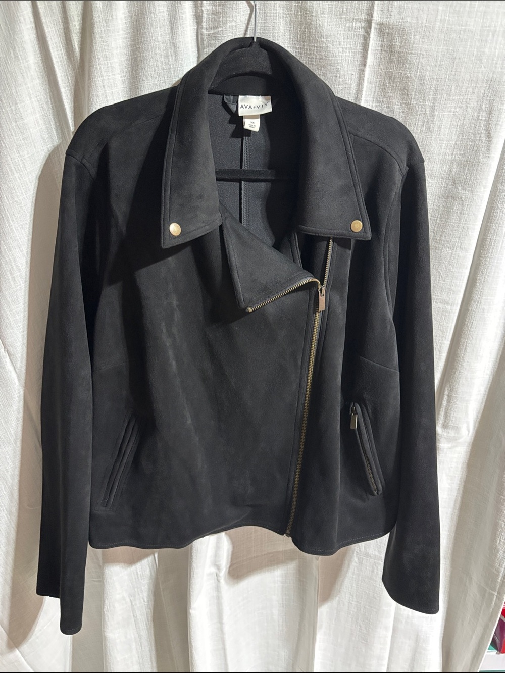 Ava & Viv Black faux Suede Asymmetric Moto Jacket